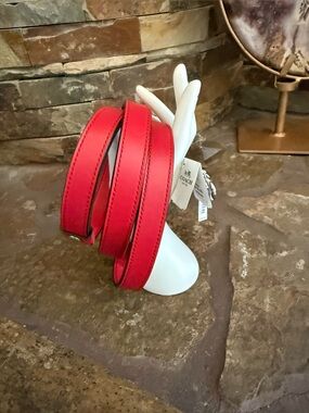 Coach Red Leather Animal Pet Dog Leash NEW